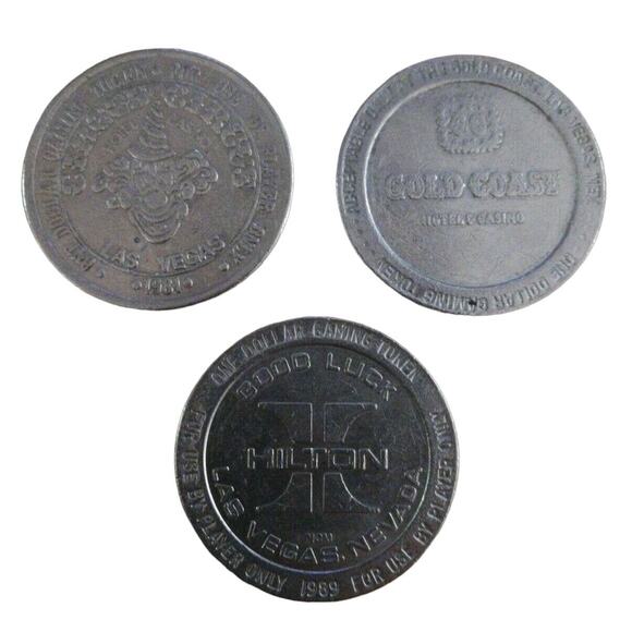 Lot of 3 Vintage 1980s Las Vegas Dollar Game Casino Tokens Collectible - Picture 1 of 9